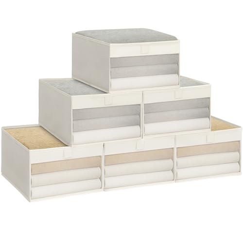 STORAGE MANIAC 6 Pack Storage Bins with Clear Window, Storage