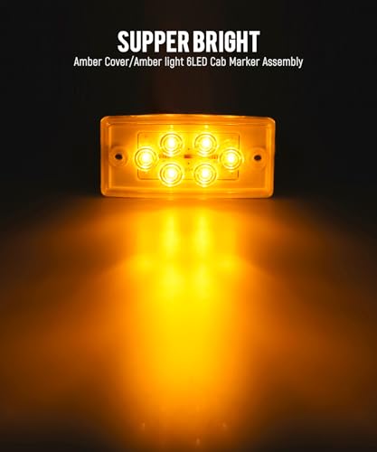 image for Partsam 6LED Amber Cab Marker Lights - Waterproof Roof Mount Clearance