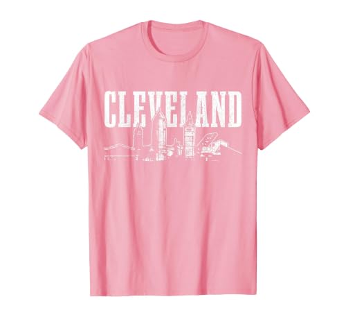 Cleveland Ohio Skyline Pride Vintage Cleveland T-Shirt, Men, Pink, Small