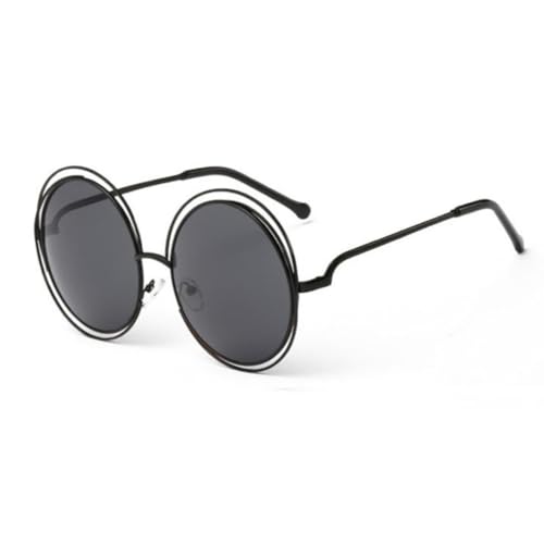 Lunettes de soleil rondes pour femmes anti-éblouissement en alliage noir