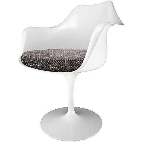 Fusion Living Fauteuil pivotant Blanc Brillant et Gris texturé
