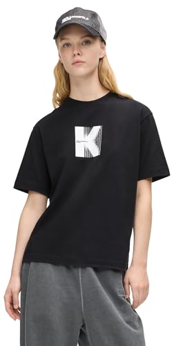 KARL LAGERFELD JEANS Womens Regular Short Sleeve K Logo Tee Regular Fit Black M