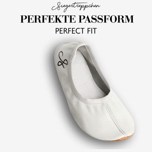 Siegertreppchen® Gymschoenen van leer, maat 26 - 40, wit, gymnastiekschoenen voor kinderen en volwassenen, ademend en… - Image 6