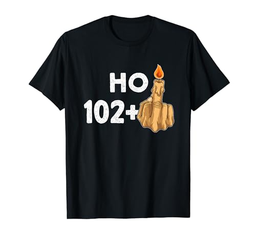 102 + 1 Dedo Medio Vela Para El 103° Cumpleaños Camiseta
