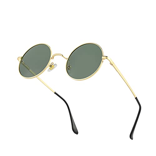 Image of Retro Small Round Polarized Sunglasses for Men Women Circle Hippie Style Sun Glasses