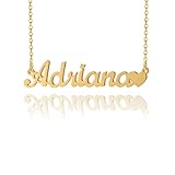 XLTTONG Personalised Name Necklace Custom Name Necklace 18K Gold Plated Nameplate Customized Jewelry Gift for Girl Women, Stainless Steel