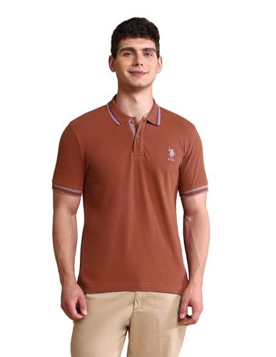 Image of U.S. Polo ASSN. Solid Slim Fit Polo T Shirts for Men - 100% Cotton, Half Sleeves Mens Tshirt