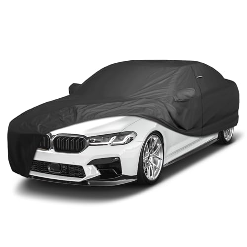 Image of iCarCover Premium Custom Car Cover for 2018-2025 BMW M5 Heavy Duty Waterproof All Weather Rain Snow UV Sun Protector Custom Fit Full Exterior Indoor Outdoor Protection Car Cover (Black)