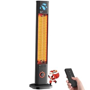 Heizstrahler Terrasse 2000W, Infrarot Standheizstrahler Outdoor mit 8 Heizstufen, 8H Timer, 1s Heizung Kohlenstofffaser-Rohr-Heizung, IP65 Wasserdicht Terrassenstrahler Innen & Außen, Balkon