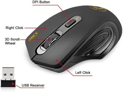 Miniatura 2 de Imice - Ratón inalámbrico Mause ergonómico de 2.4 G, mouse USB silencioso óptico 2000 DPI, mouse inalámbrico para computadora, laptop, PC y mouse