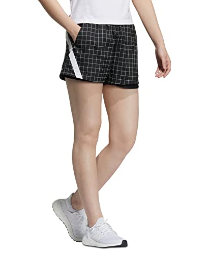 Short de golf Adidas PrimeBlue femme noir à carreaux en textile ripstop respirant