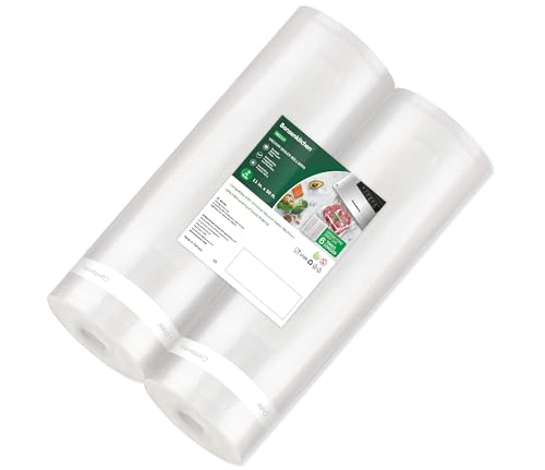 Image of Bonsenkitchen Vacuum Sealer Bags, 11 in x 50 ft Rolls 2 Pack Seal Bags for Food Storage Saver, BPA Free, Commercial Grade Textured Food Roll Bags, Customized Size Bag for Sous Vide Cooking,VB3210