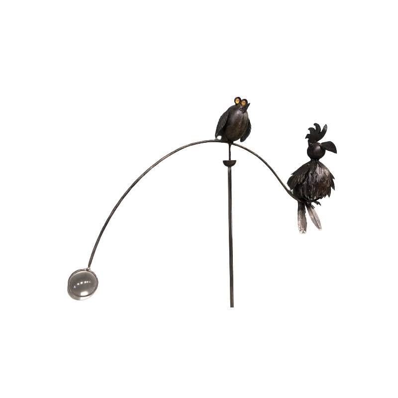 Mobile Jardin Rotatif Héritier Du Temps - Tuteur Plantes Chouette Et Oiseaux Métal 156cm