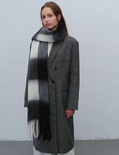 Women Chunky Plaid Scarf Oversized Big Grid Tassel Large Wrap Scarf Soft Fall Winter Thick Warm Shawl Scarves4