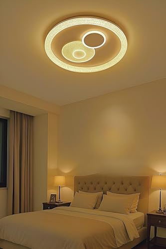 Image of FILLISKA Aluminium Luxurious 3 in 1 Led Ceiling /Wall Chandelier Light with 3 Step Colour Changing Function (White Round - 7919)(1 Year Warranty)