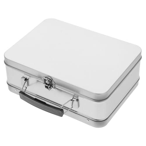 OFFSCH Fiambrera Metálica Vintage Con Asa Y Tapa Hermética Caja De Almuerzo Portátil De Hojalata 8.07X5.90X2.95In Contenedor Para Alimentos Y Regalos