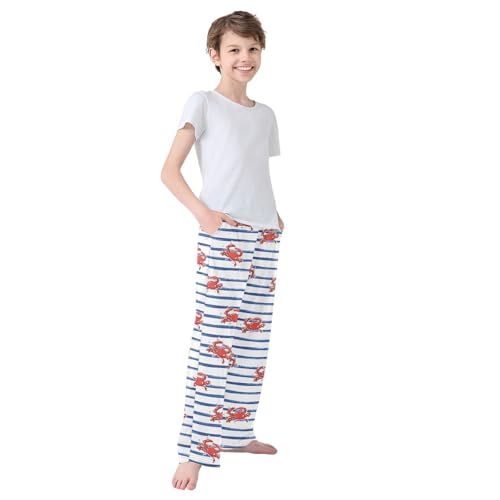 Boys' Pants Trendy Red Ocean Crab Blue Stripe Long Bottoms Jogger Pants Elastic Waist Trousers with Pockets S-XL4