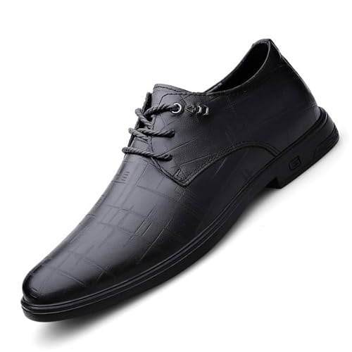 Men's Fashion Classic Dress Shoes Leather Walking Pointed Toe Summer Lace Up Non-Slip Softsole Wedding Oxford Shoes