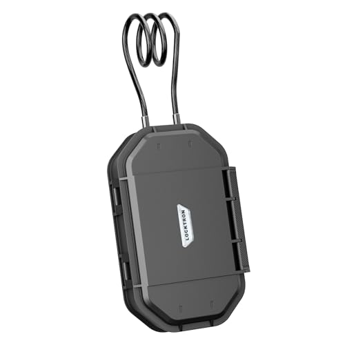 Coffre-fort portable à code Locktron – Boîte de sécurité IP68 étanche avec câble en acier amovible – Pour clés, téléphone, passeport, bijoux,...