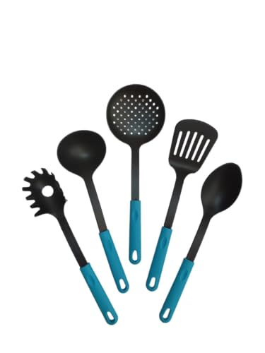 Kit Utensílios Domésticos 5 Unidades - Concha, Escumadeira, Espát...