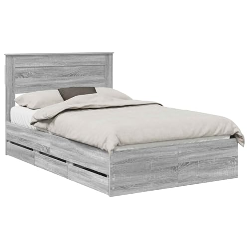 vidaXL Estructura de Cama Gris Sonoma 120 x 200 cm Madera Ingenieril, Dormitorio, Rectangular, Diseño Moderno, Muebles Elegantes, Colores neutros, Consejos para optimizar el Espacio, Artículos de DEC
