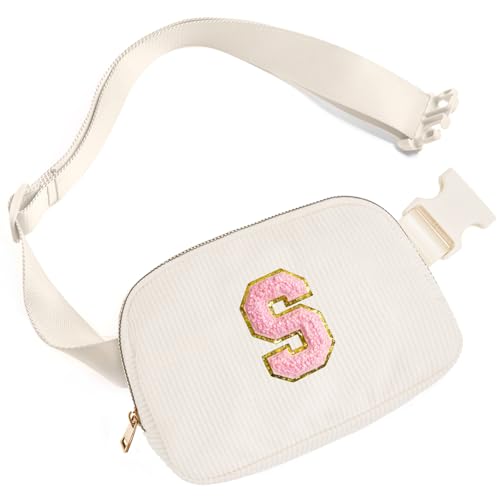 Image of Gitus Gifts for Teen Girls 10-12 12-14 14-16 16-18 Birthday Gifts for Girls Women Sister Teacher Initial Belt Bag Fanny Pack Crossbody Bags for Teen Girl Gifts Trendy Stuff Travel Essentials (Ivory-S)