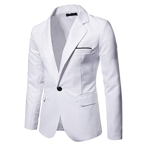 YOUTHUP Blazer Homme Slim Fit Formel Élégant Mode Moderne Costume d'affaires Mariage Bal, Blanc, L - Image 3