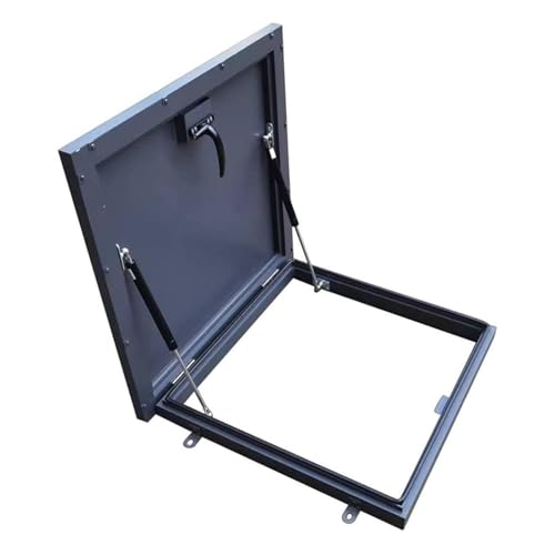 Puerta de acceso de techo de acero galvanizado con puntal de choque de gas y mango, tapa de salida de techo impermeable para acceso versátil, 95 x 95 cm