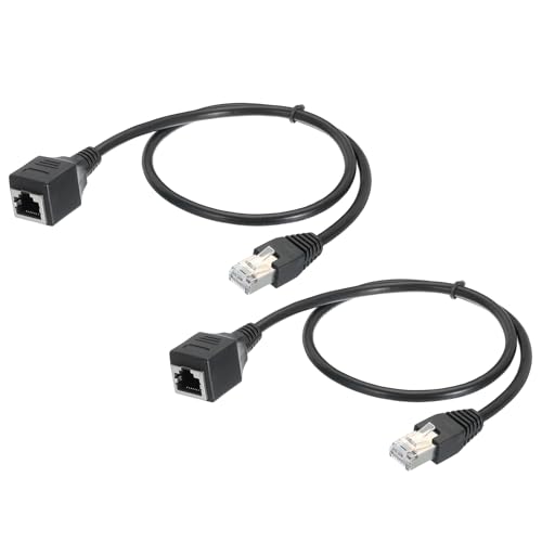 MECCANIXITY 2Pcs Male to Female 5e Network Cable Extension Wire 60CM Length Waterproof for Home Office Networks