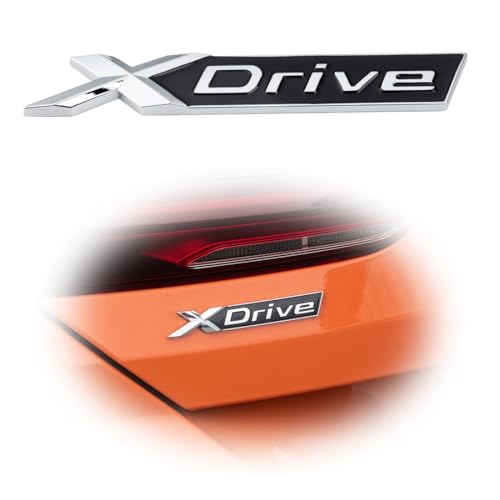 Image of Set of 3D Emblem Grille Badge, ABS X-Drive Rear Emblem Badge Sticker Decal Replacement for X-Drive Trunk Fender (Silver Black)(D4)