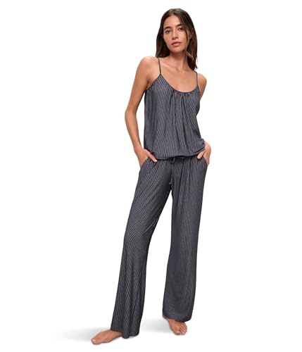 Eberjey The Tencel Modal Cami & Pants Pajama Set Duo Stripe True Navy SM