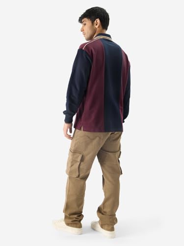 Image of The Souled Store Official FCB: Love of Football Men and Boys Long Sleeve Collared Neck Multicolor Graphic Printed Cotton Oversized Rugby Polos