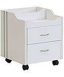 J&A Wood Top Pedicure Cart - Compact Salon Trolley with 2 Utility Drawers, Locking Swivel Casters, Easy-to-Clean White Finish, Ideal for Professional Spas & Salons, JA-JM-CART-White