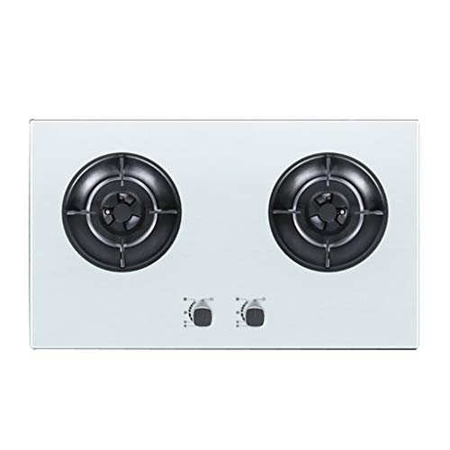 White Tempered Glass Gas Stove, Home Desktop/Embedded Natural Gas/liquefied Gas Dual Use Dual Burner Gas Hob Stove, Intelligent Alarm Device 4.5KW2 Cooktop