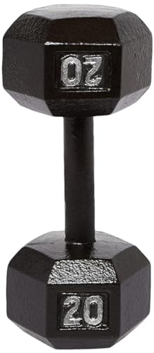 Image of amazon basics Cast Iron Hex Dumbbell Weight - 11.2 X 4.5 X 3.9 In, 9 Kg, Black