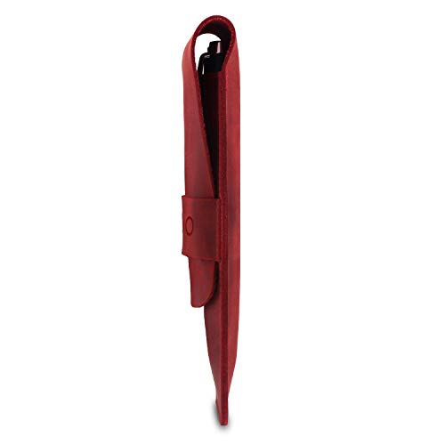 Image of Londo Genuine Leather Pen and Pencil Case with Tuck in Flap, Stationery Bag