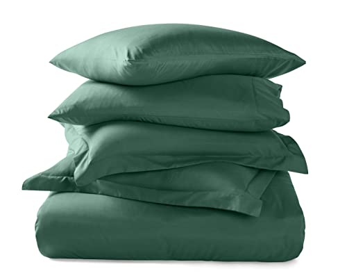 Image of Nestl Dark Green Duvet Cover King Size - Soft King Duvet Cover Set, 5 Piece Double Brushed Duvet Cover with Button Closure, 1 King Size Duvet Cover 104x90 inches, 2 Pillow Shams, and 2 Pillowcases