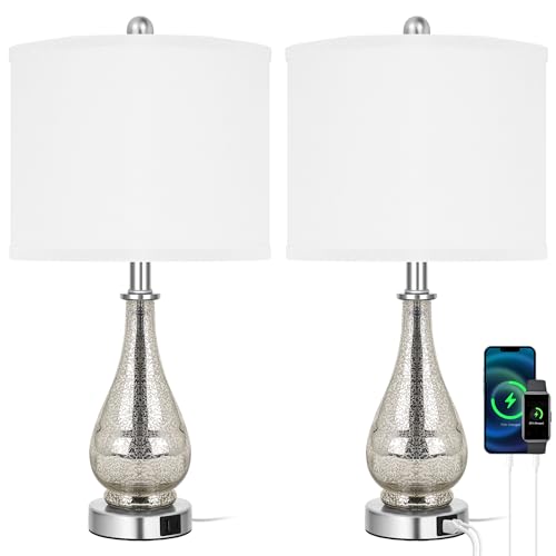 TPAMSWO Glass Table Lamps Set of 2, Modern 23.5” High...