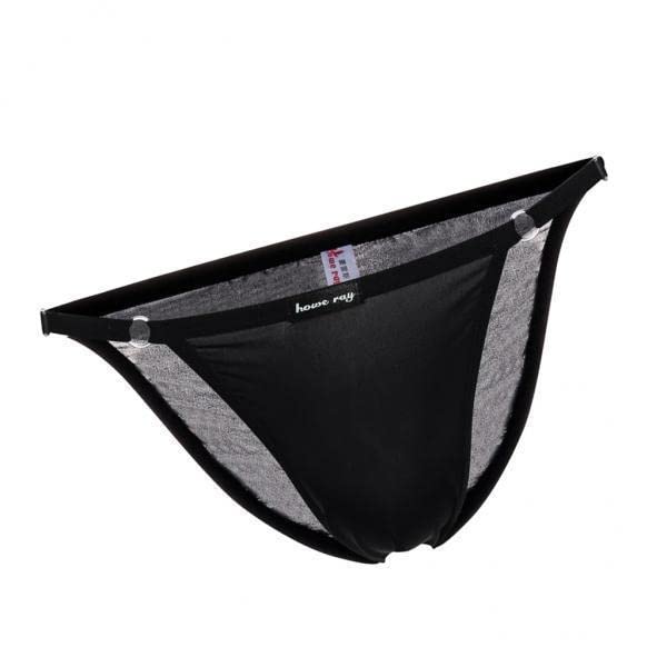 4xMens Ice Silk Low Rise Briefs Underwear String Bikini Adjustable Black| Comfortable | Breathable | Stretchable-image-26