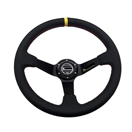 Volanti Sportivi 14 pollici 350mm Deep Dish Real in pelle Rally Tuning Racing Stewering Drifting volante con