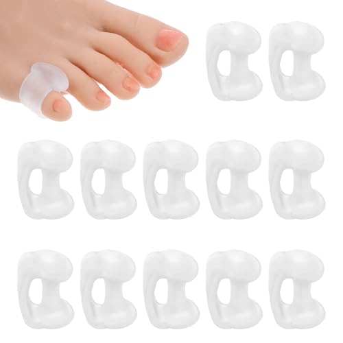 Wanmu 12 Pcs Gel Toe Separators, Pinky Toe Spacers Straightener Bunion Corrector for Overlapping Toes Hammertoe Crooked Toes Relieving Pressure