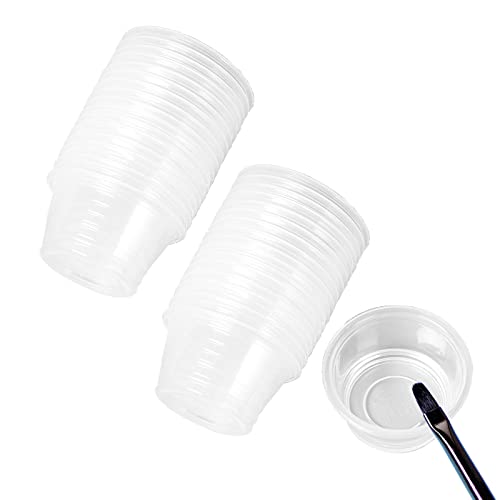 100Pcs Plastic Disposable Nail Dappen Dishes Plastic Manicure Cups Nail Art Cleaning Cup Nail Art Color Mixing Cup Nail Art Tools for Mixing Acrylic Liquid and Powder, 45 * 23mm, Clear