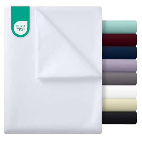 Utopia Bedding - Flach Laken ohne Gummizug - 225 x 255 cm - Oeko-TEX Zertifiziert - Weich Gebürstetes Polyester – Mikrofaser – Flaches Blatt – Weiß