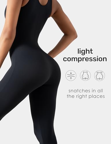 Image of speerise Sleeveless Bodycon Jumpsuit Tank Unitard Tummy Control Bodysuit
