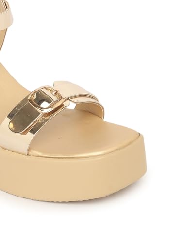 Image of ELLE Women Classic Wedges Heel Sandal with Buckle details