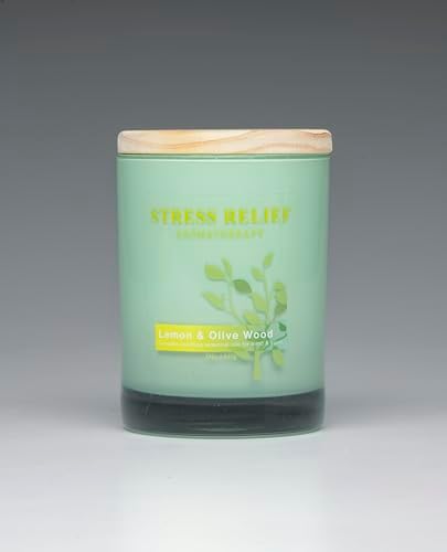 Stress Relief Aromatherapy Candle, Lemon & Olive Wood Scent, 11 oz Glass Jar, 60 Hour Burn Time Poured in the USA image 2