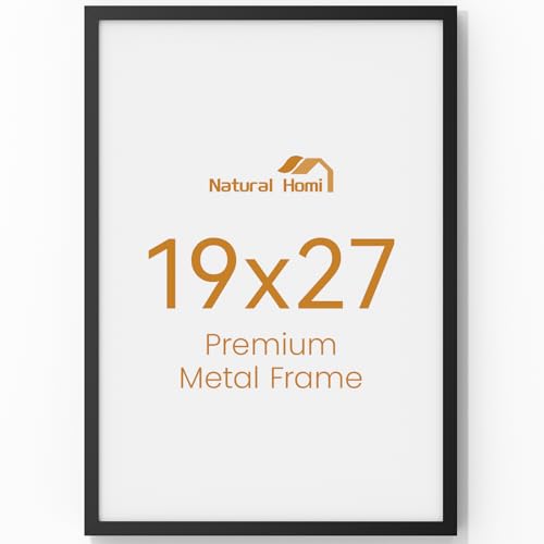 Image of 19x27 Aluminum Metal Picture Frame,Tempered Glass Black Large 19 x 27 Poster Frame for Puzzles Photos or Artwork to Wall Mount Horizontal or Vertical for Decor House,Office,Hotel