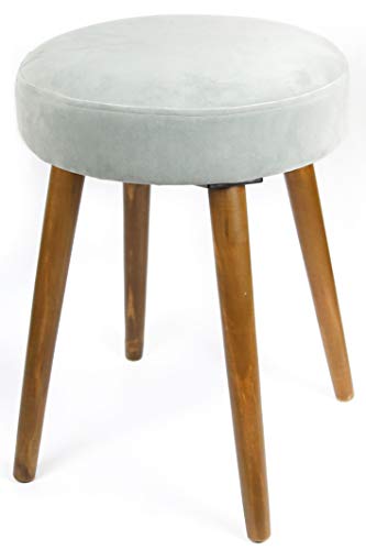 Taburete Glam vestidor Color Gris Asiento Madera Patas Madera salón Dormitorio 49x36 cm
