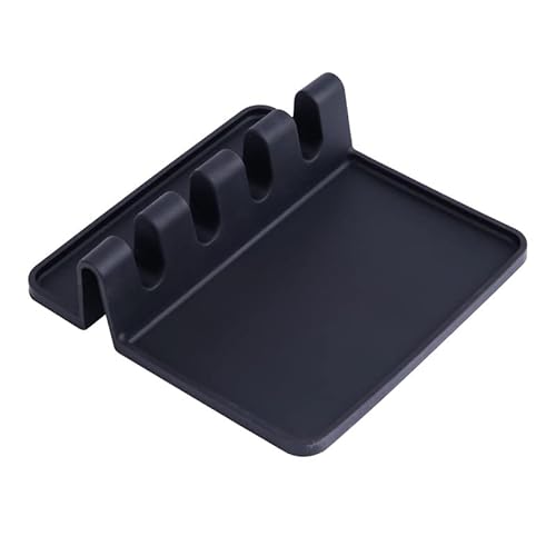スプーンレスト キッチン用品 鍋のふた へら ホルダー カトラリーレスト 箸置き シリカゲル 食器立て おしゃれ ブラック