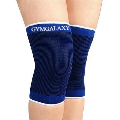 gymgalaxy knee support sleeves, compression brace for gym, navy blue, pack of 2